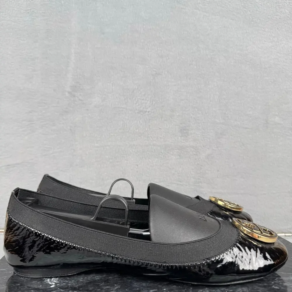 Tory Burch Caroline Black Patent‎ Leather Flat Ballet Shoes Women’s Size 6.5M US